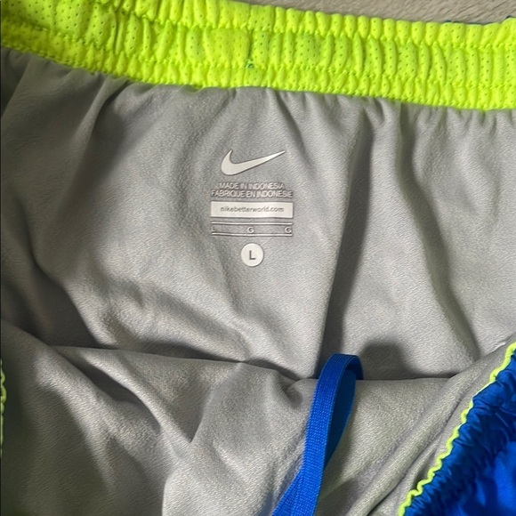 Nike Blue and Neon Yellow Athletic Shorts - Picture 3 of 4